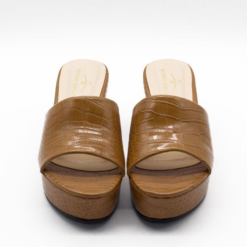 Brown Leather Sandals Wedge Heels Sandals Women Shoes Ladies Slippers