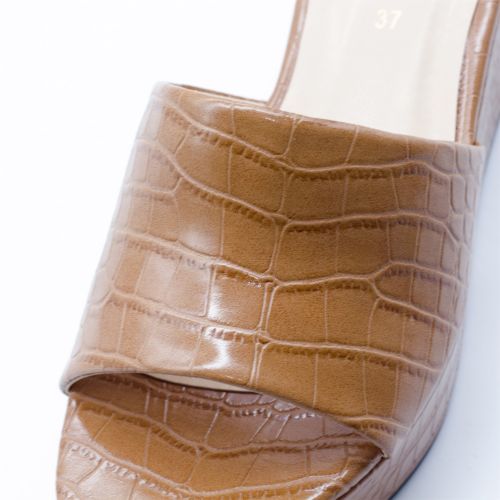Brown Leather Sandals Wedge Heels Sandals Women Shoes Ladies Slippers