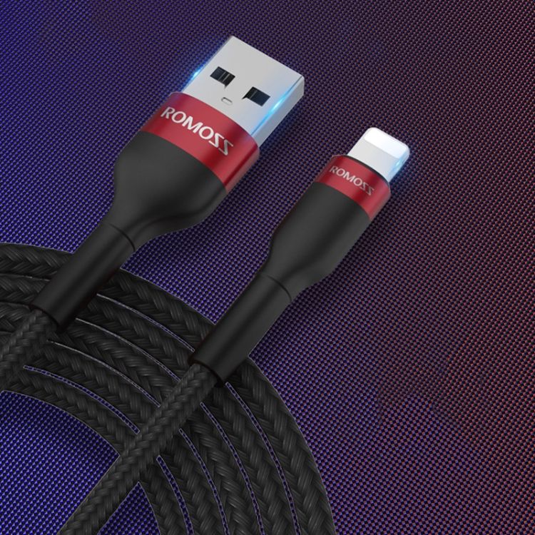 ROMOSS  CB12B 2.4A 8 Pin Fast Charging Cable 1m Red Black