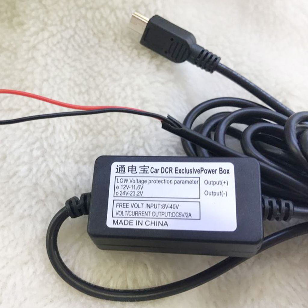 12v To 5v USB Car Charger Power Cord Adapter Cable For  Black