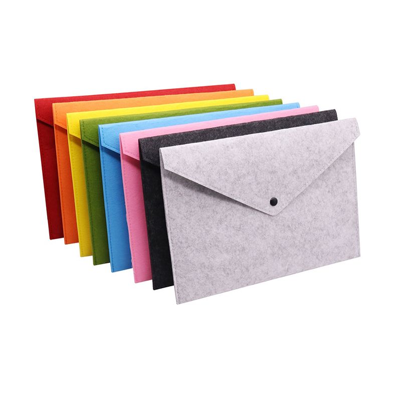 8 Pcs Simple Solid A4 Big Capacity Document Bag Business Briefcase File Folders Chemical Felt Filing Products Student Gifts Black