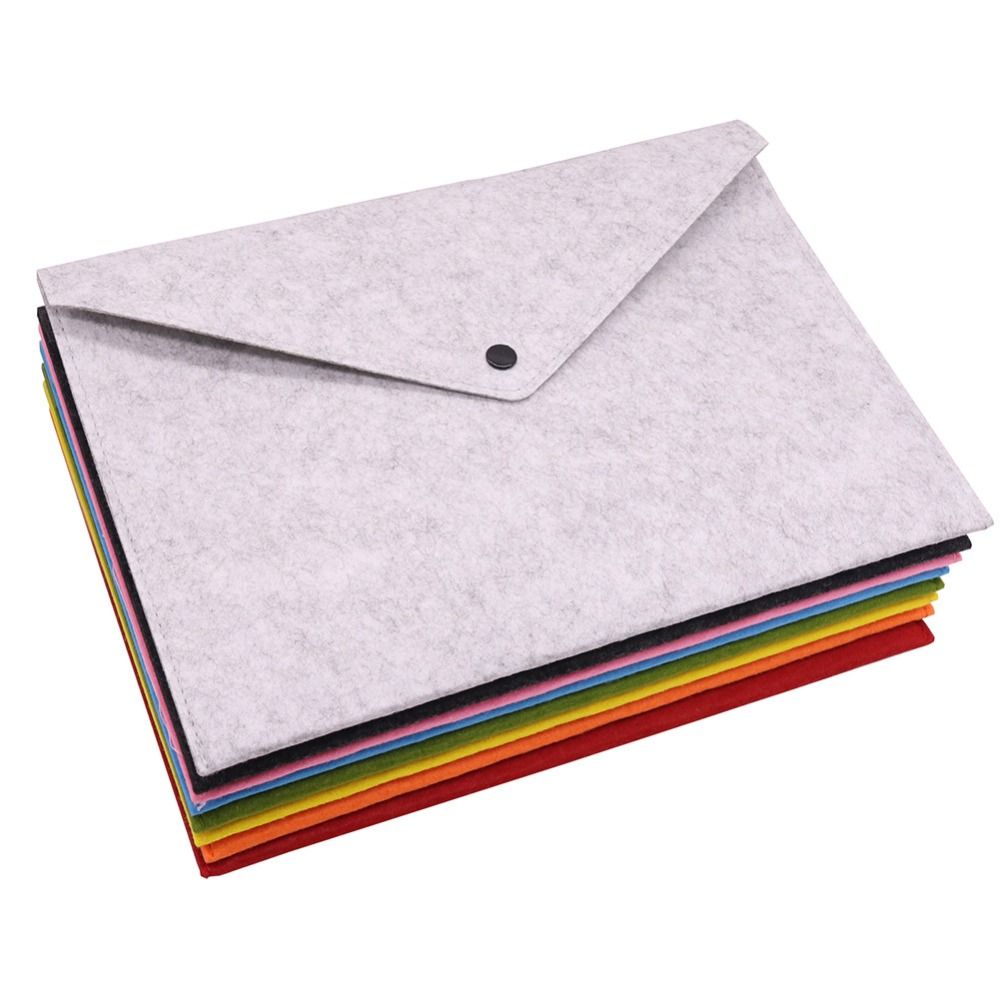 8 Pcs Simple Solid A4 Big Capacity Document Bag Business Briefcase File Folders Chemical Felt Filing Products Student Gifts Black