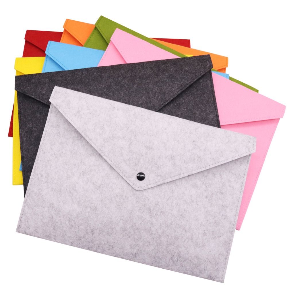 8 Pcs Simple Solid A4 Big Capacity Document Bag Business Briefcase File Folders Chemical Felt Filing Products Student Gifts Black