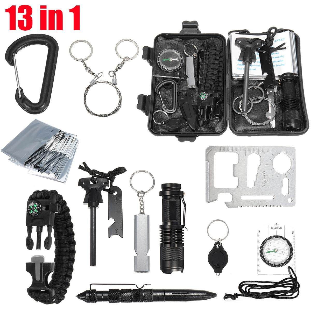 13pcs SOS Emergency Camping Survival Kit Outdoor Hiking Gear Tool