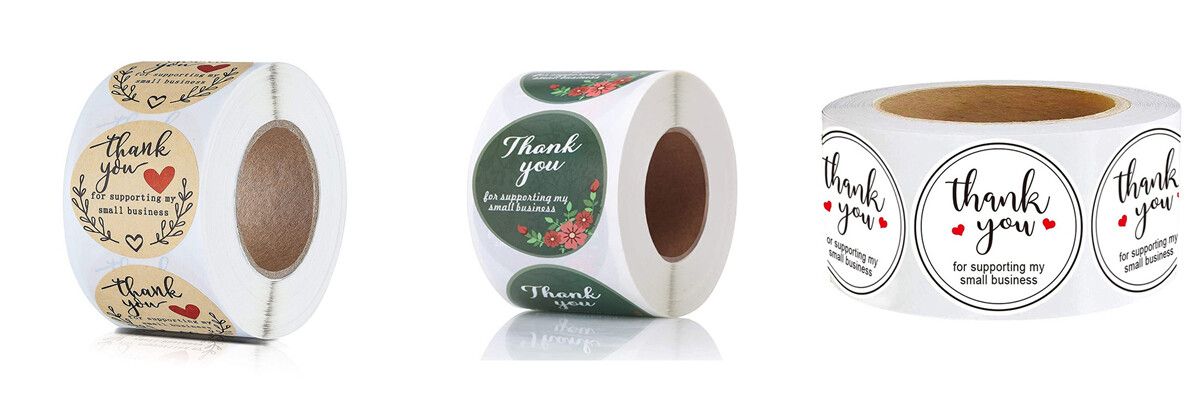 500Pcs/Roll 25mm Thank You Round Sticker "Thank You" Wedding Flower Gift Self-Adhesive Label White- 25mm