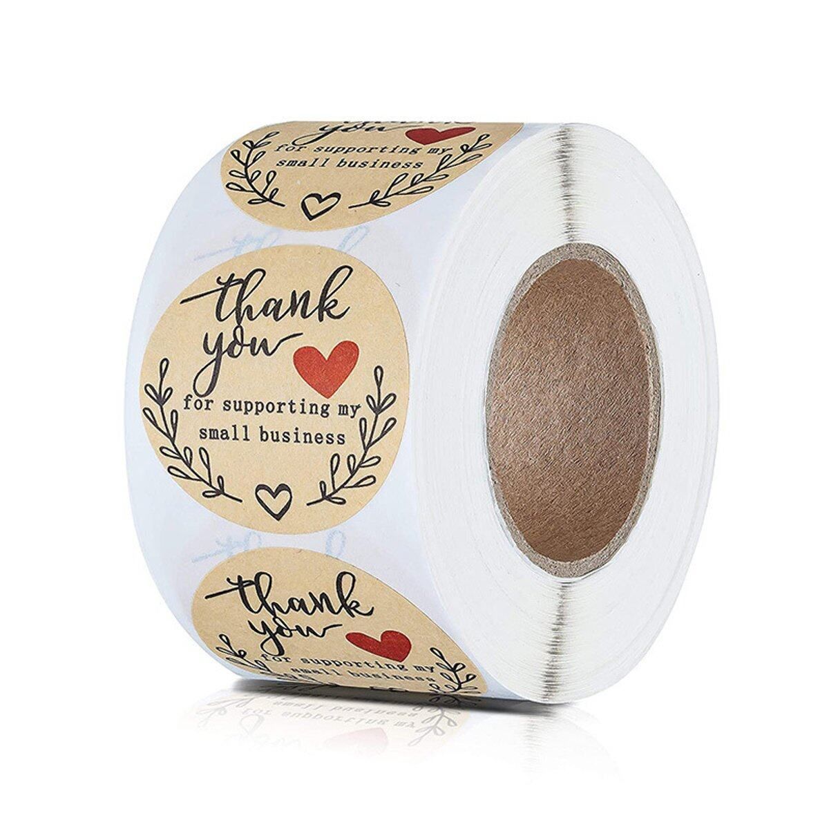 500Pcs/Roll 25mm Thank You Round Sticker "Thank You" Wedding Flower Gift Self-Adhesive Label White- 25mm