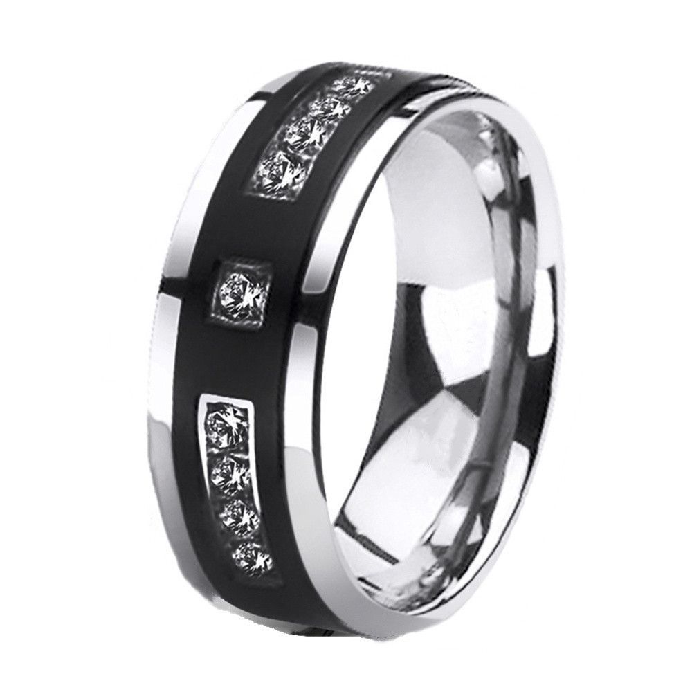 Ring Set Diamond For Couple Black/Silver