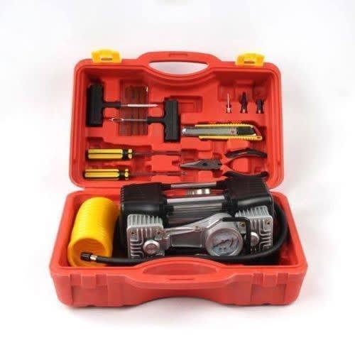 Portable Electric Air Tyre Pump Inflator With Tools - Double Cylinder
