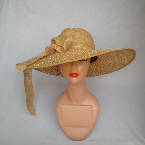 Wide Brim Stone Hat For Women - Brown