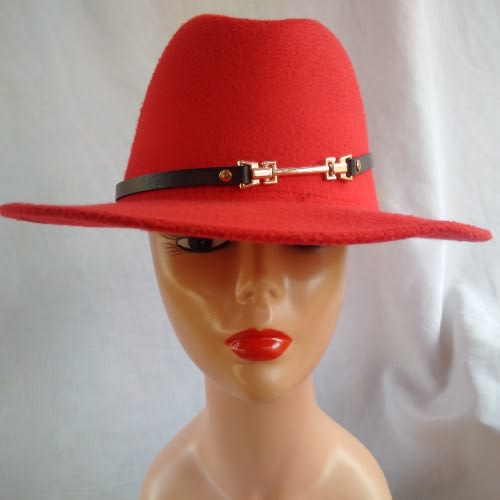 Suede Fedora Hat For Men And Women - Red