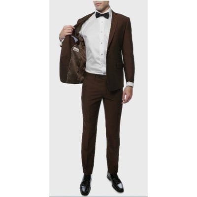 Men's Slim Fit Corporate Suit - Brown
