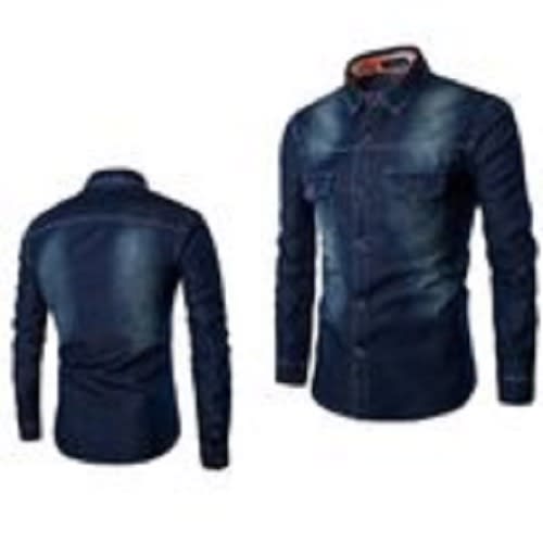 Men's Casual Slim Fit Denim Cotton Shirt - Blue