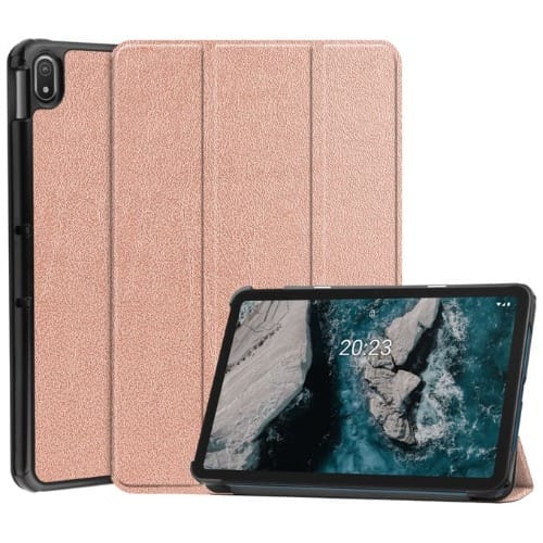 Leather Flip Case For Nokia T20 - Rose Gold