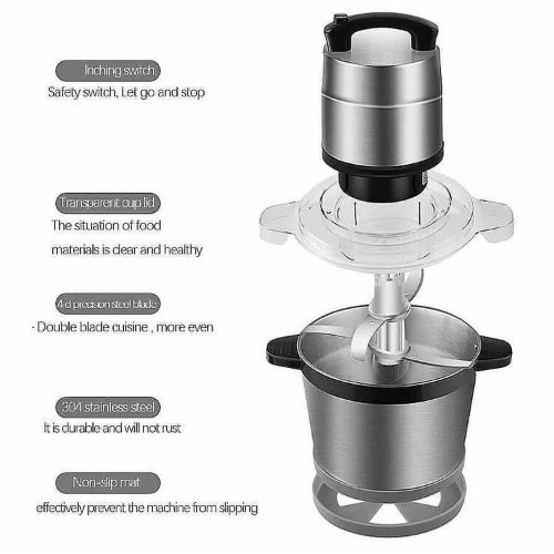 Kitchen Expert Stainless Steel Bowl Electric Food Processor + Meat Mincer & Yam Pounder - 12l