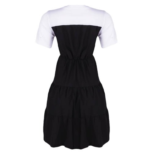 Round Neck Shift Dress- Black