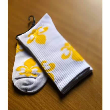 Men's Floral Socks -White