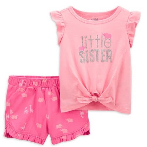Child Of Mine Baby Girls Tie Top & Shorts Outfit Set- Little Sister