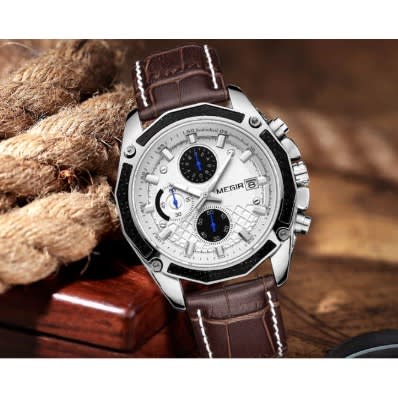 Sports Watch Chronograph Leather - Brown