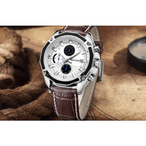 Sports Watch Chronograph Leather - Brown