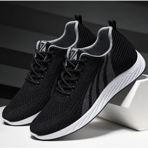Lace Up Light Weight Sneakers- Black