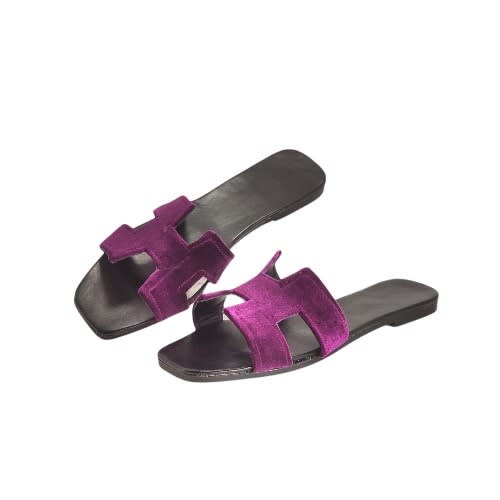 Women Velvet Magenta Slide Slippers