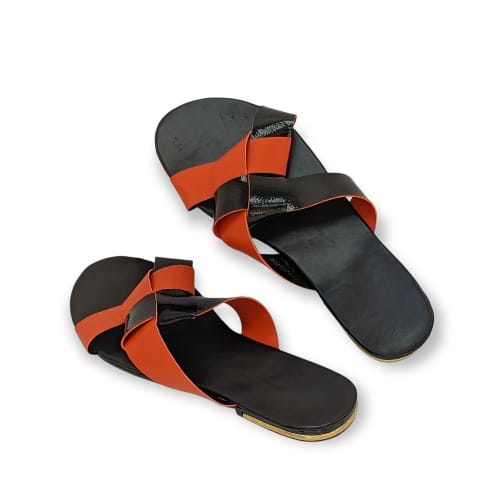 Black And Orange Women Slip-on Slippers