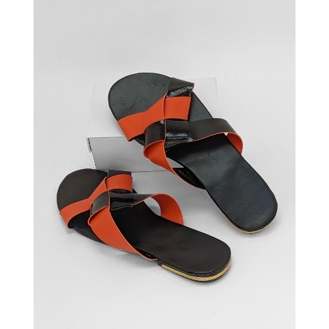 Black And Orange Women Slip-on Slippers