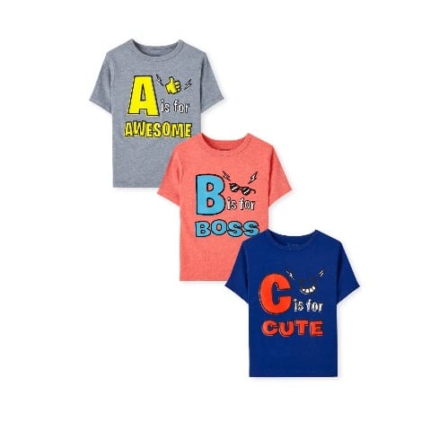 3 In 1 Boys Learning Alphabets Abc Colourful Tshirt