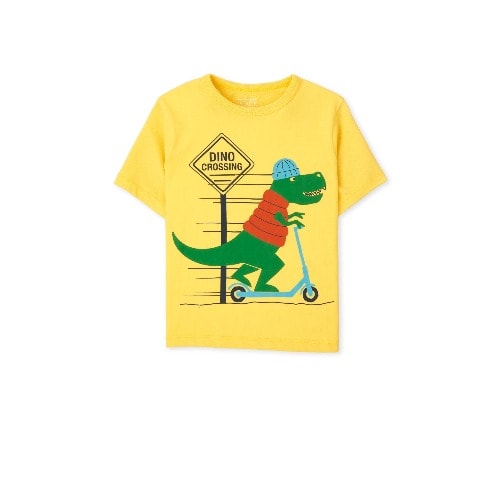 Boys Dinosaur Crossing Graphic T-shirt - Yellow