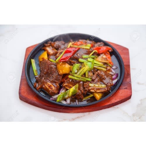 Sizzle Platter With Wood Base