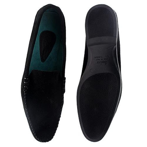 Plain Suede Loafers - Black
