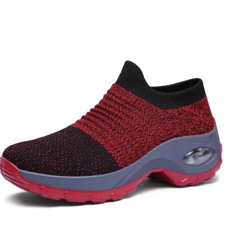 Women's Breathable Mesh Slip-on Sneakers - Red
