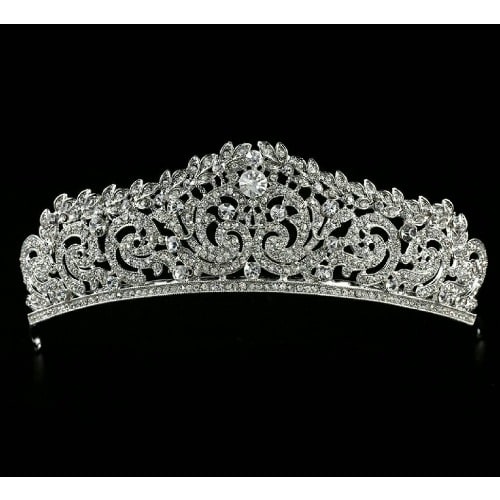White Plated Crystal Tiara