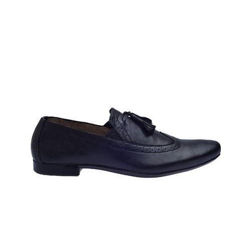 Leather Slip-on With Tassels - Black
