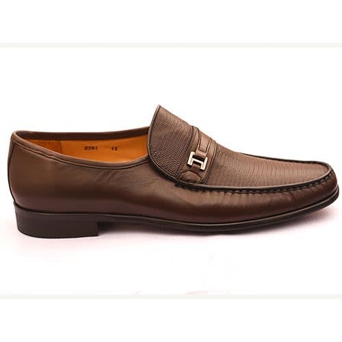 Plain And Patterned Calfskin Brown Nappa Shoe