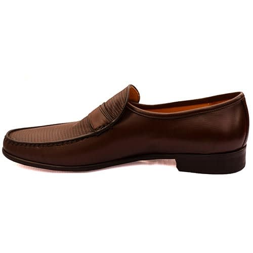 Plain And Patterned Calfskin Brown Nappa Shoe