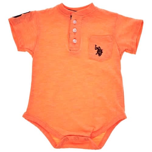 Baby Boy Orange Bodysuit With Stripe Shortalls