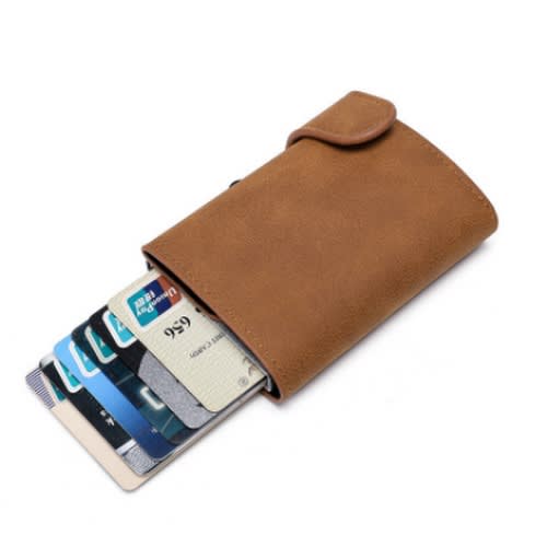 Leather Pop Up Alloy Atm Credit Card Holder-black-3pcs