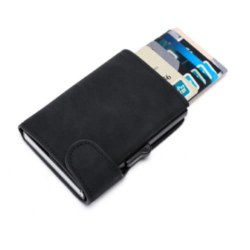 Leather Pop Up Alloy Atm Credit Card Holder-black-3pcs
