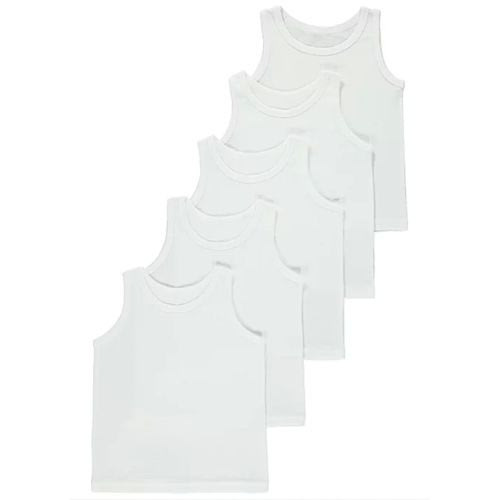 Boy's Singlets - Set Of 5 - White