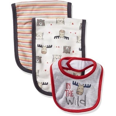 3 Piece Bib And Burp Cloths Set