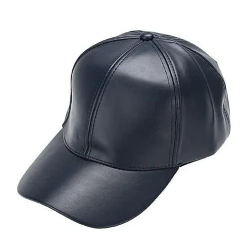 Leather Face Cap - Black