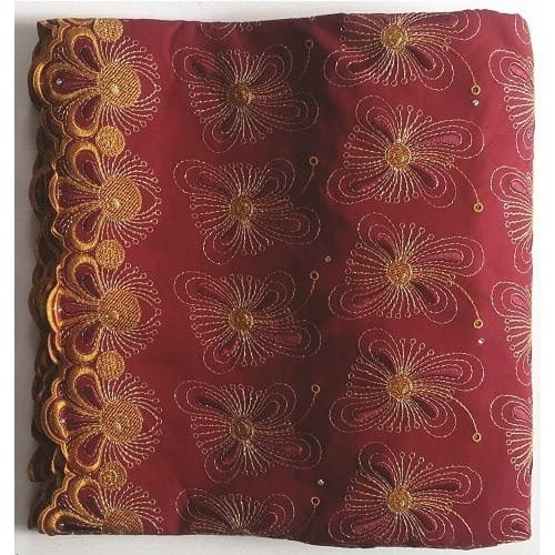 Swiss Voile Lace - 5 Yards - Wine & Gold