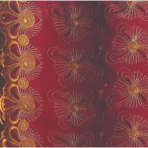 Swiss Voile Lace - 5 Yards - Wine & Gold
