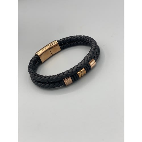Multilevel Unique Men’s Leather Black Bracelet