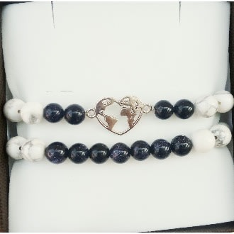 Haematite Beaded Gemstone Bracelet Set With Sandstones