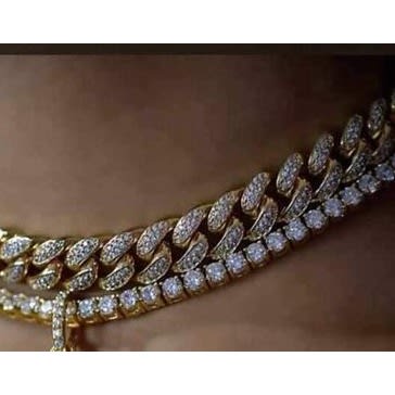 Cuban Iced Chain With Lovely Cross Pendant - Gold
