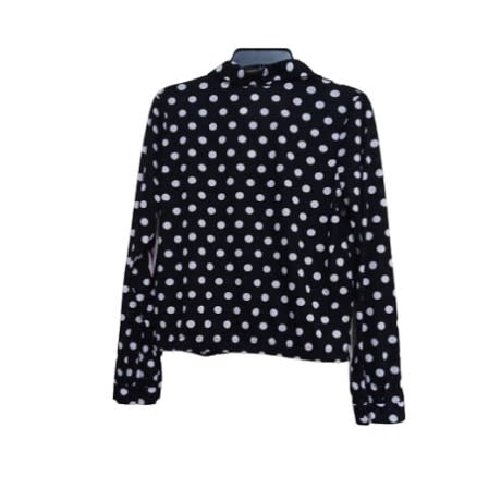 Long Sleeve Bolero Blazer With Polka Dot - Black & White