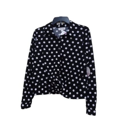 Long Sleeve Bolero Blazer With Polka Dot - Black & White