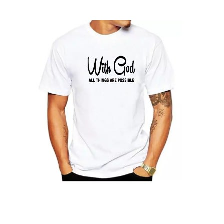 With God Print T-Shirts -White